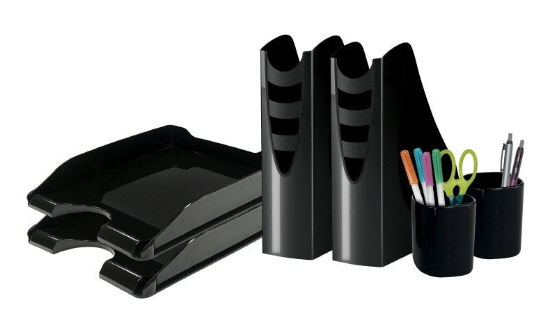Set da scrivania - plastica rigenerata - nero