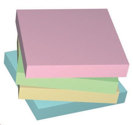 Foglietti adesivi riposizionabili I love green - Box da 4 blocchetti - 75x75 mm - carta riciclata - colori assortiti