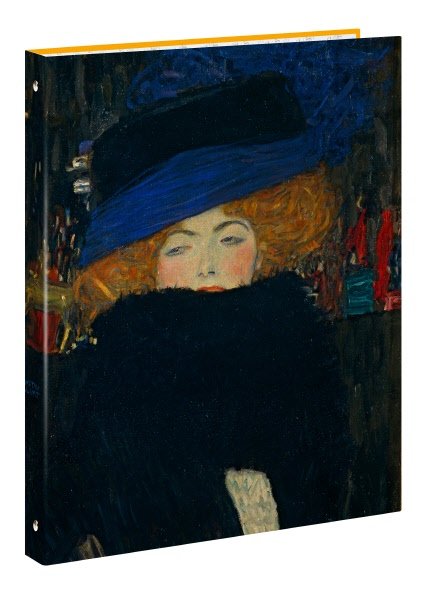 Cartella Image - 4 anelli tondi - Diametro 30 mm -  G. Klimt - Signora con cappello e boa di piume