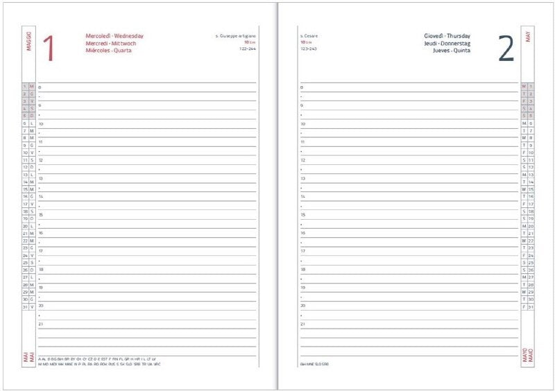 Agenda giornaliera 12 mesi - 2026 - 17,1x24 cm - blu