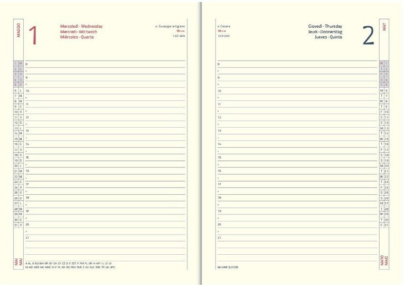 Refill Agenda giornaliera 12 mesi - 2026 - 17,1x24 cm - carta avorio