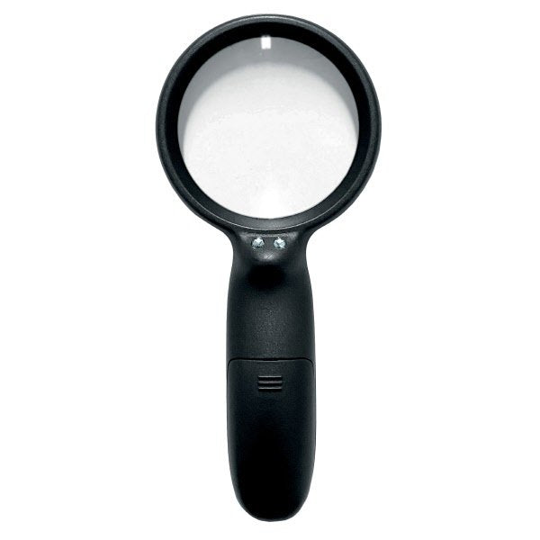 Lente di ingrandimento con led - lente grande diametro 7,5 cm - lente piccola 2 cm - nero