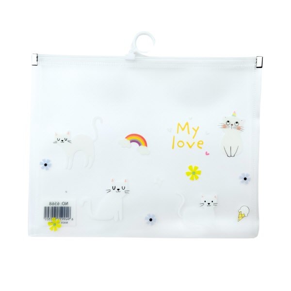 Busta con zip  - pp - A5 - 18x24 cm -  fantasia gattini