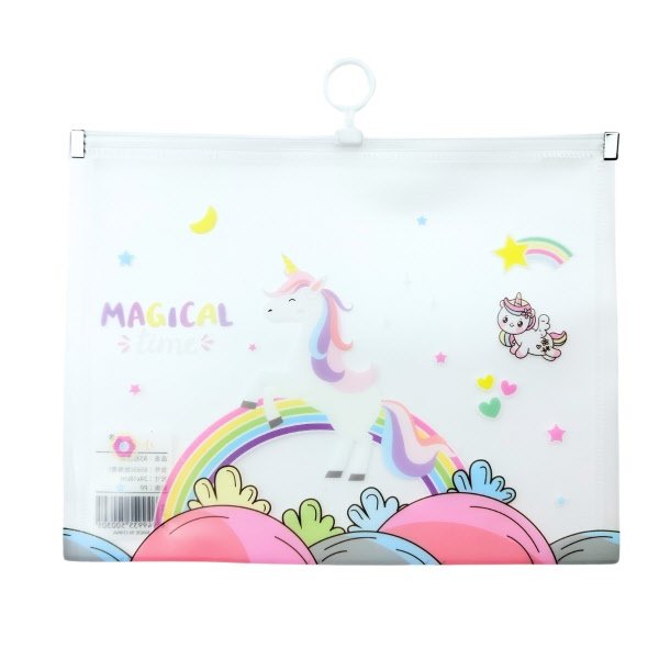 Busta con zip  - pp - A5 - 18x24 cm -  fantasia unicorni