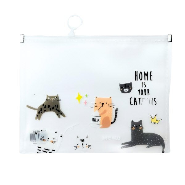 Busta con zip  - pp - A5 - 18x24 cm -  fantasia gattini