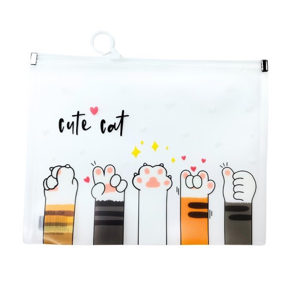 Busta con zip  - pp - A4 - 24x33 cm -  fantasia gattini