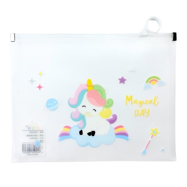 Busta con zip  - pp - A5 - 18x24 cm -  fantasia unicorni