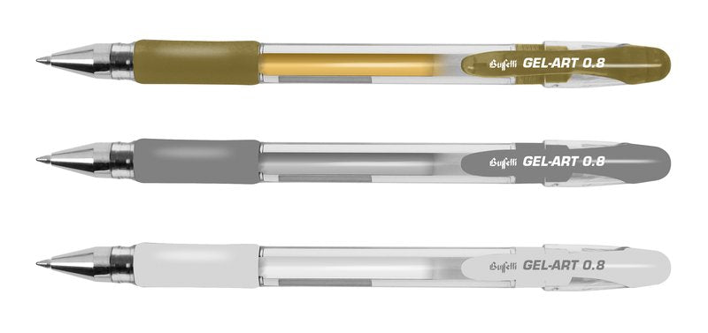 Penna Gel Art - tratto 0.8 - astuccio 3 colori gold + silver + white