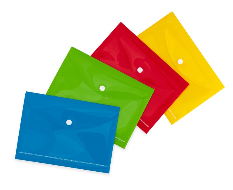 Buste con bottone - Happy Color - Polipropilene lucido - 21x15 cm - colori assortiti