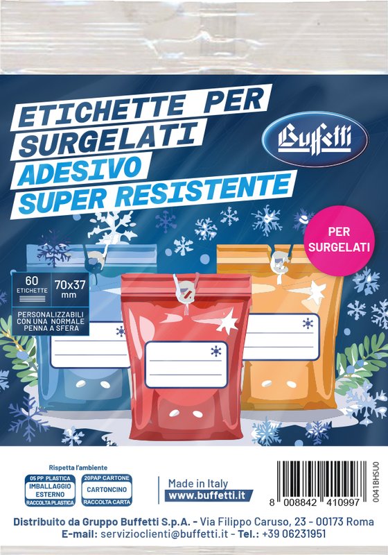 Etichette adesive per casa - f.to 70x37 mm - vini/liquori - 10 fogli da 6 etichette - 60 etichette