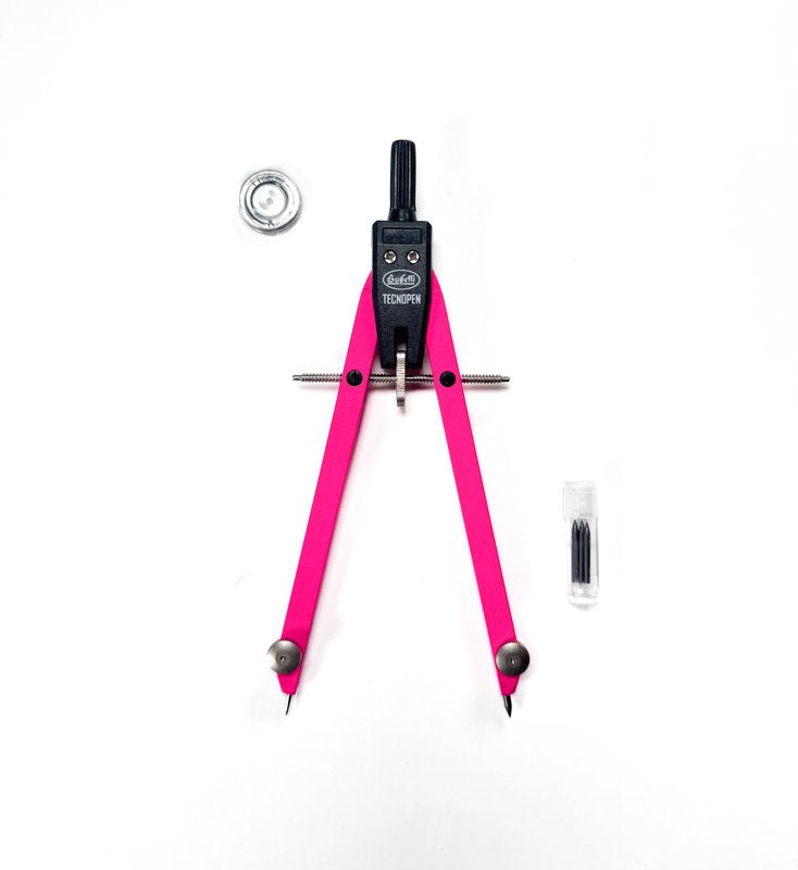 Compasso balaustrone fisso - Diametro cerchio fino a 310 mm - aste in 4 colori fluorescenti assortiti (blu, verde, fucsia e arancio)