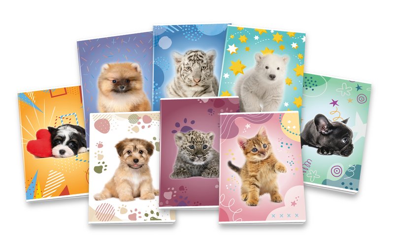 Maxiquaderno PUPPY - Rigatura 5M - Quadretto da 5mm - 80 g - A4 - copertine assortite