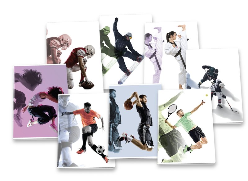 Maxiquaderno SPORT - Rigatura 1R - Righe - 80 g - A4 - copertine assortite