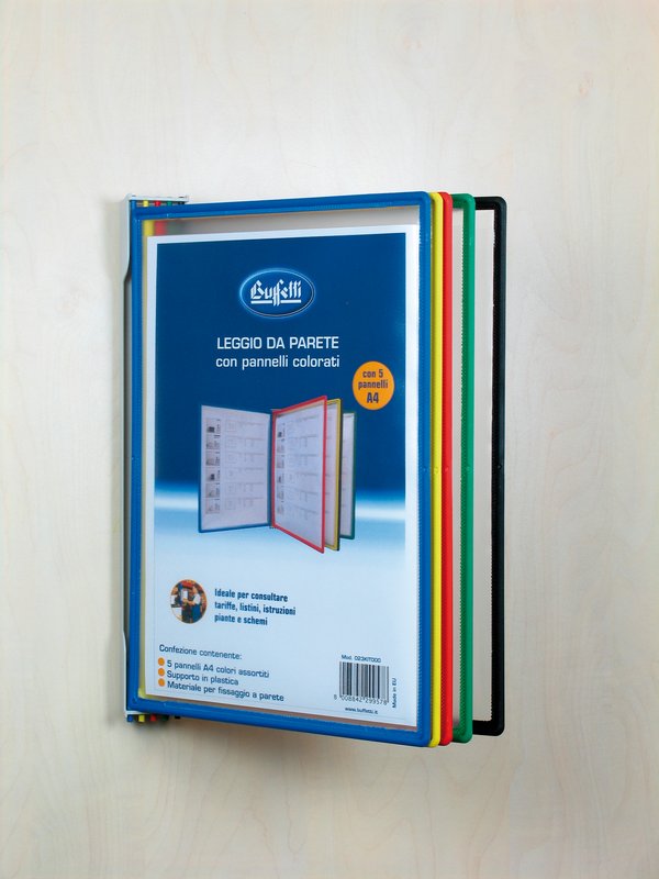 Leggio da parete -  kit:  5 pannelli + supporto in plastica+ materiale per fissaggio a parete.