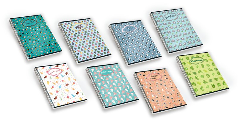Quaderno Pattern con spirale - Rigatura 1R - Righe - 80 g - A6 - copertine assortite