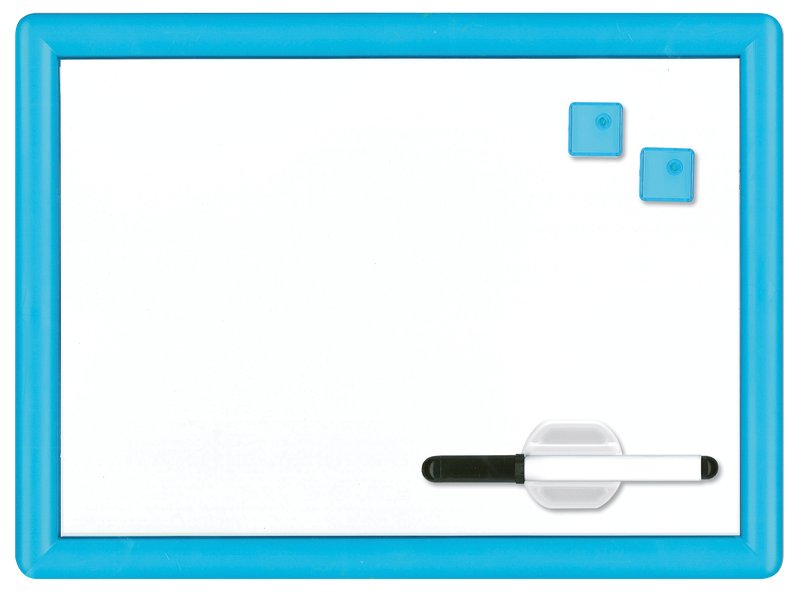 Lavagna magnetica bianca - cornice in plastica rigida - colorata - 29x39 cm