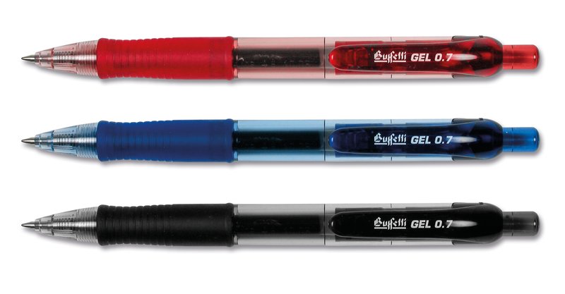 Penna a sfera gel a scatto con safety clip - nero - Tratto fine