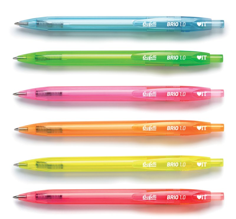 Penna a sfera a scatto NEON - tratto medio - nero - colori assortiti