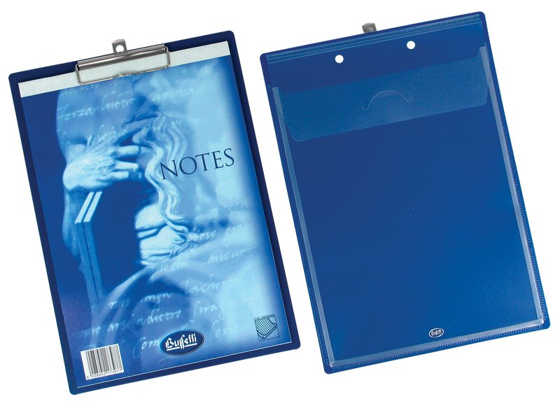 Tavoletta portablocco con molla e tasca sul retro - Polipropilene - 29,7x21 cm - blu