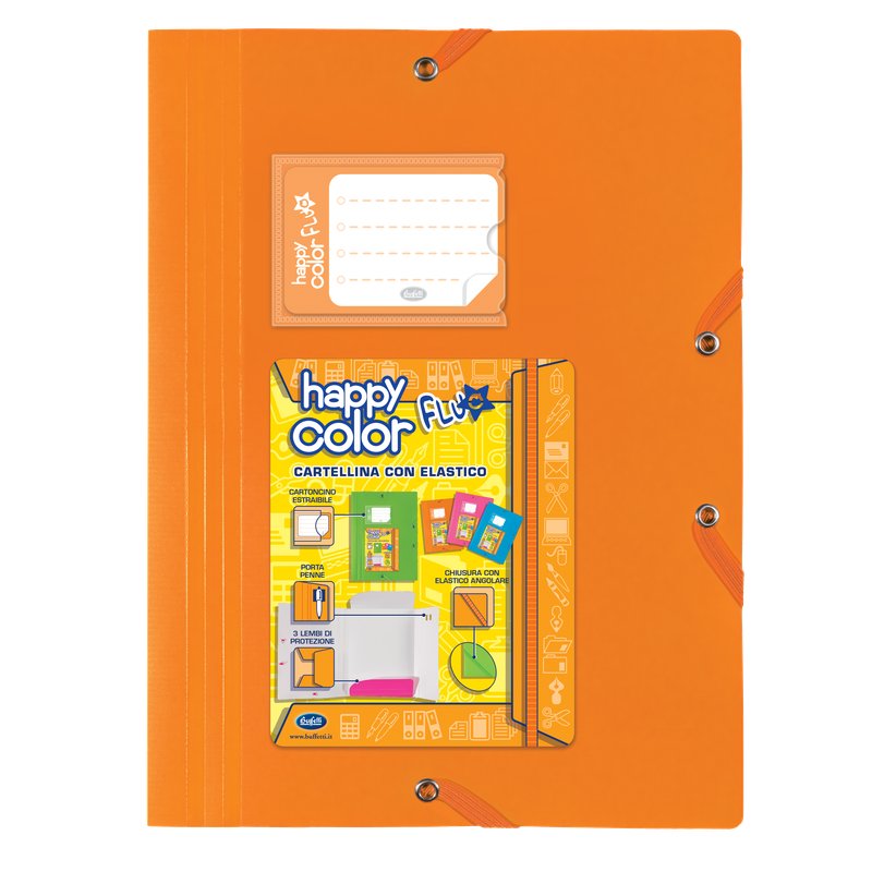 Cartellina con elastico  angolare Happy Color Fluo  - polipropilene - 29,7x21 cm  - colori assortiti