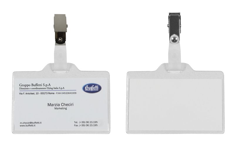 Portabadge con clip in metallo  - conf.50 pz