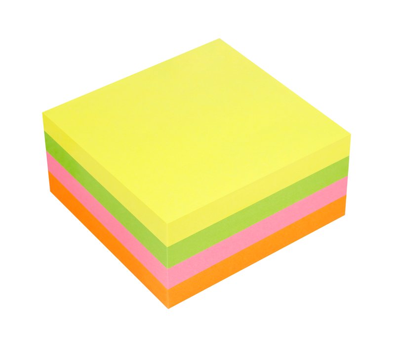 Cubo 400 foglietti adesivi riposizionabili colorati Tak-To - 75x75 mm - Neon