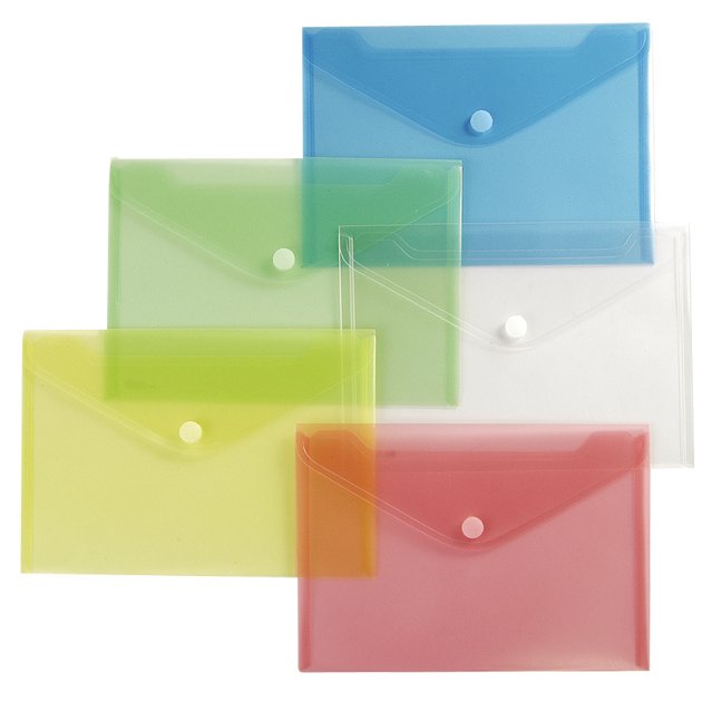 Buste con chiusura in velcro - polipropilene - 21x29,7 cm  - colori assortiti