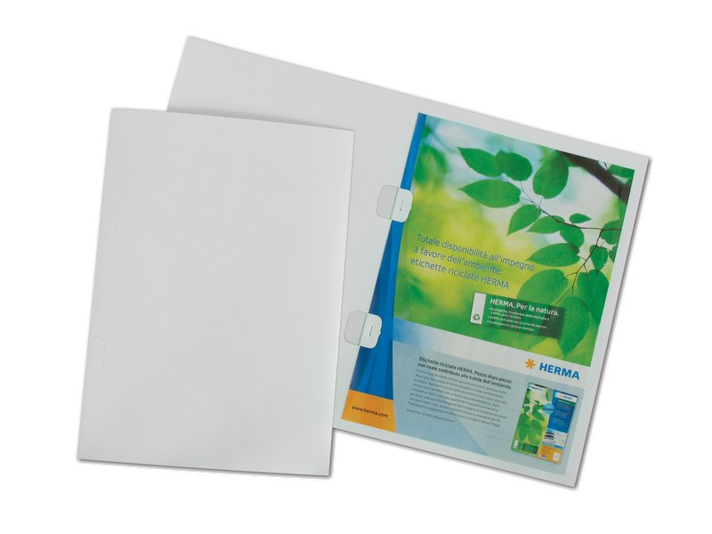 Cartelline con naselli fermafogli  - cartoncino lucido - 250 g/mq - 31x22 cm - bianco - conf. 10 pz