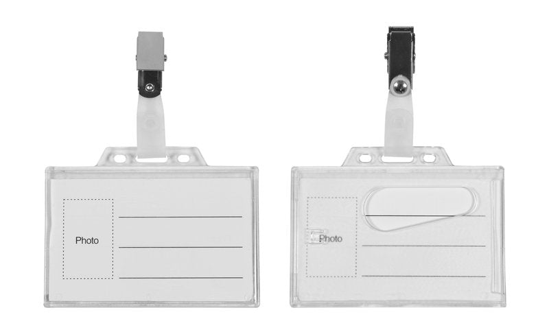 Portabadge rigido con clip in metallo - conf. 50 pz.