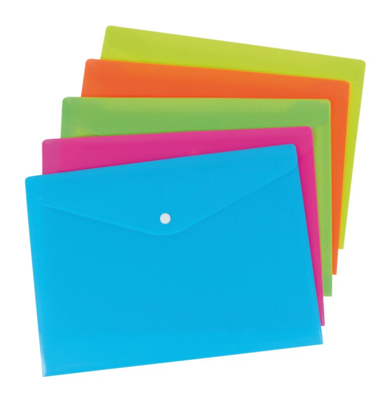 Buste con bottone  - polipropilene - 21x29,7 cm - colori assortiti