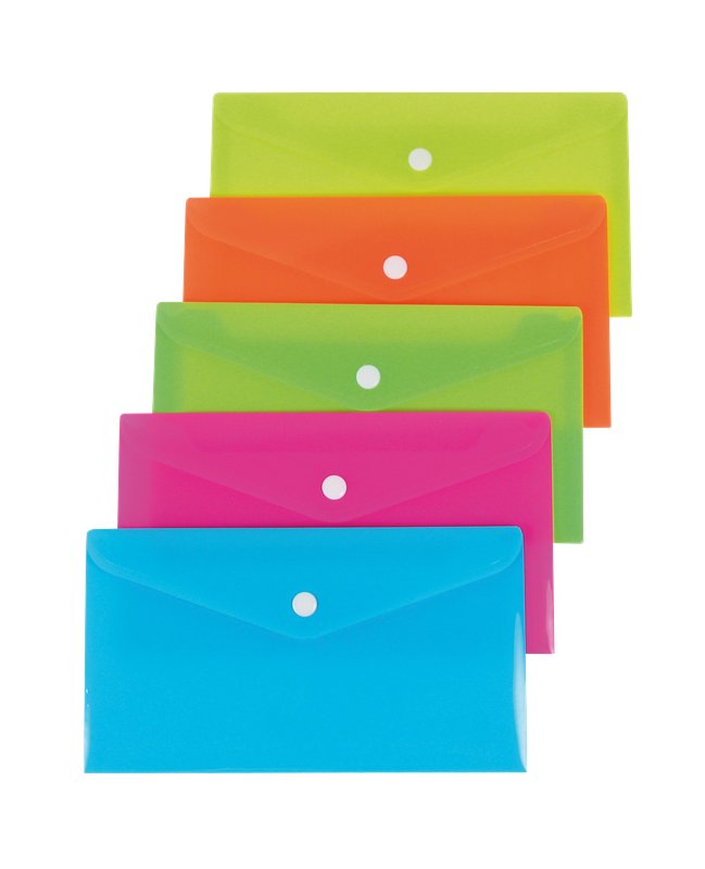 Buste con bottone  - polipropilene - 12x22,5 cm - colori assortiti