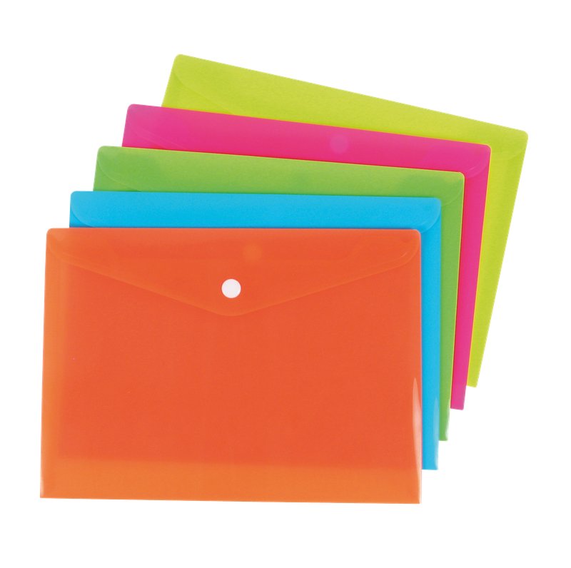 Buste con bottone  - polipropilene - 15x21 cm - colori assortiti