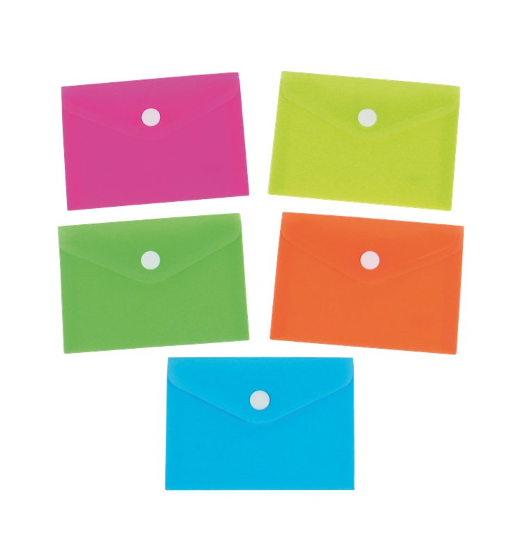 Buste con bottone  - polipropilene - 7,4x10,4cm - colori assortiti