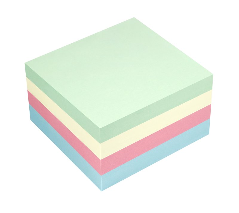 Cubo 400 foglietti adesivi riposizionabili colorati Tak-To - 75x75 mm - Pastello