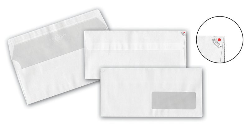 Buste commerciali con apertura facilitata con finestra - Chiusura taglio quadro - 11x23 cm 90 g - conf. 50 pz.