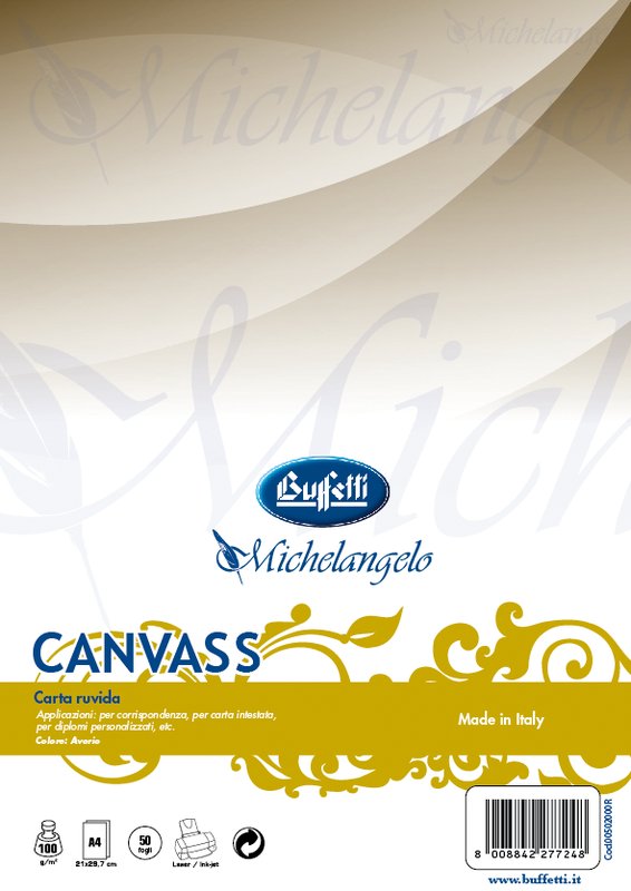Conf. 50 ff carta canvass - ruvida avorio - A4 - 100 g