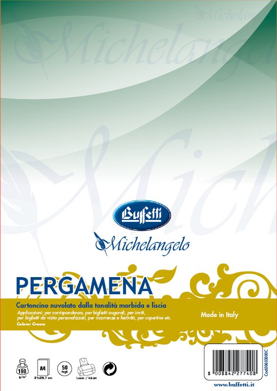Conf. 50 ff carta pergamena - liscia avorio - A4 - 90 g