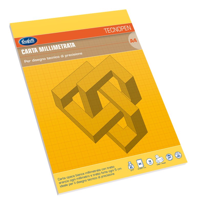 Blocco carta millimetrata Tecnopen - 23x33 cm - 10 fogli - 85 g