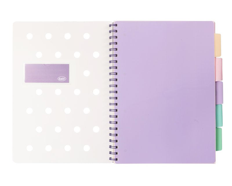 Blocco notes con spirale formato A4 Pastel Dots - quadri 5M - colori assortiti