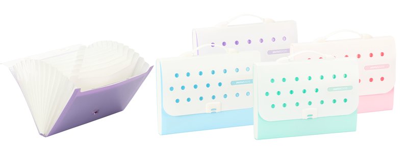 Classificatore a soffietto Pastel Dots - Polipropilene - 13 scomparti - 21x29,7 cm - colori assortiti