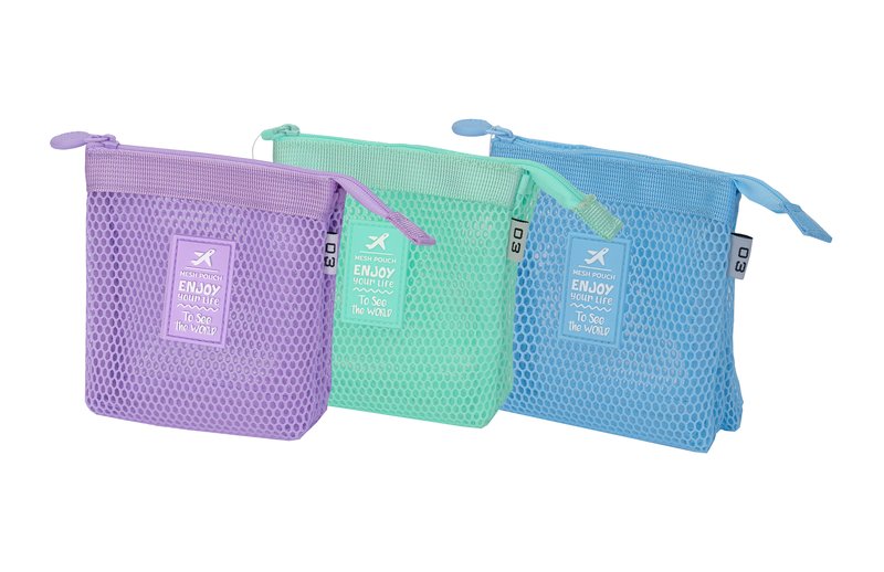 Zip bag a tre tasche - colori assortiti