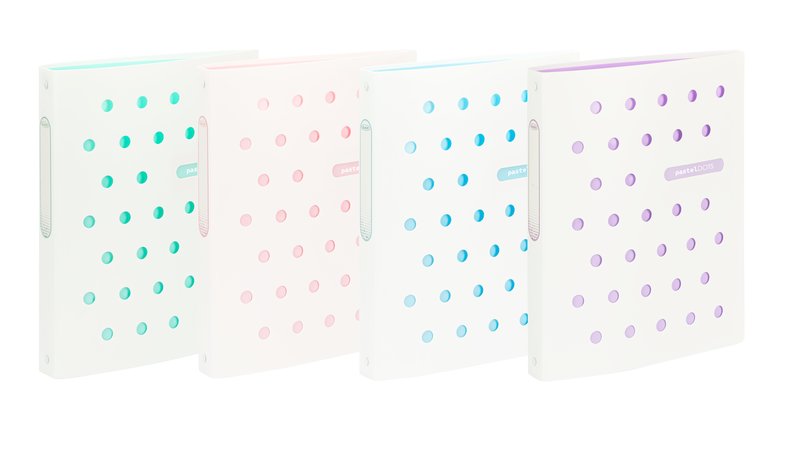 Cartella Pastel Dots  - polipropilene - 4 anelli tondi - Diametro 25 mm - colori assortiti