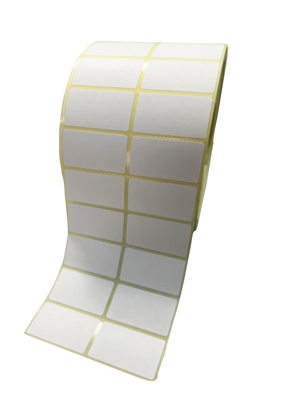 Rotolo da 5.000 etichette in carta adesive permanenti - f.to 50x30 mm - 2 piste