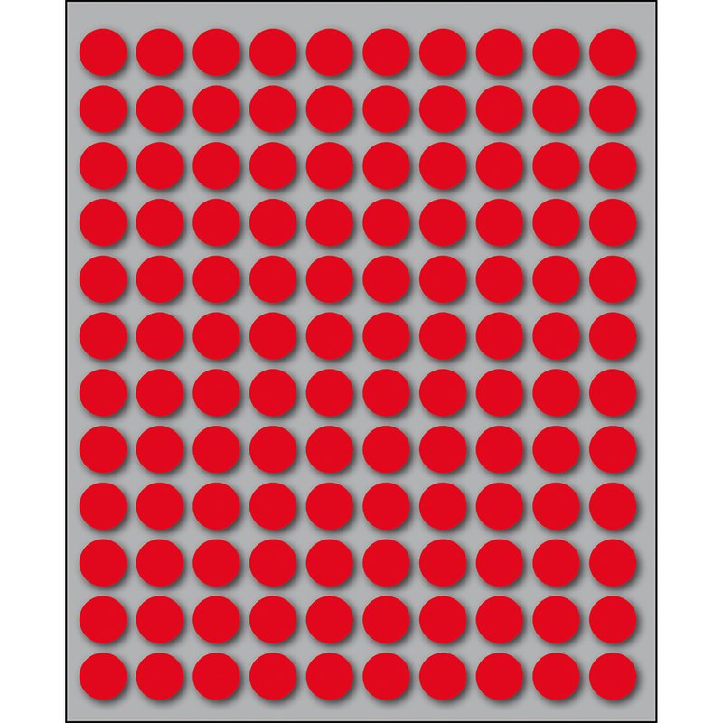 Etichette autoadesive rotonde manuali - Diam. 10 mm - Colore rosso