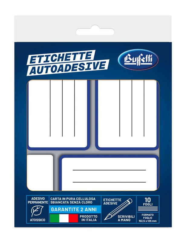 Etichette adesive permanenti multifunzione TAK-TO - 83 x 53 mm righe- Fogli DIN A5 - 10 etichette