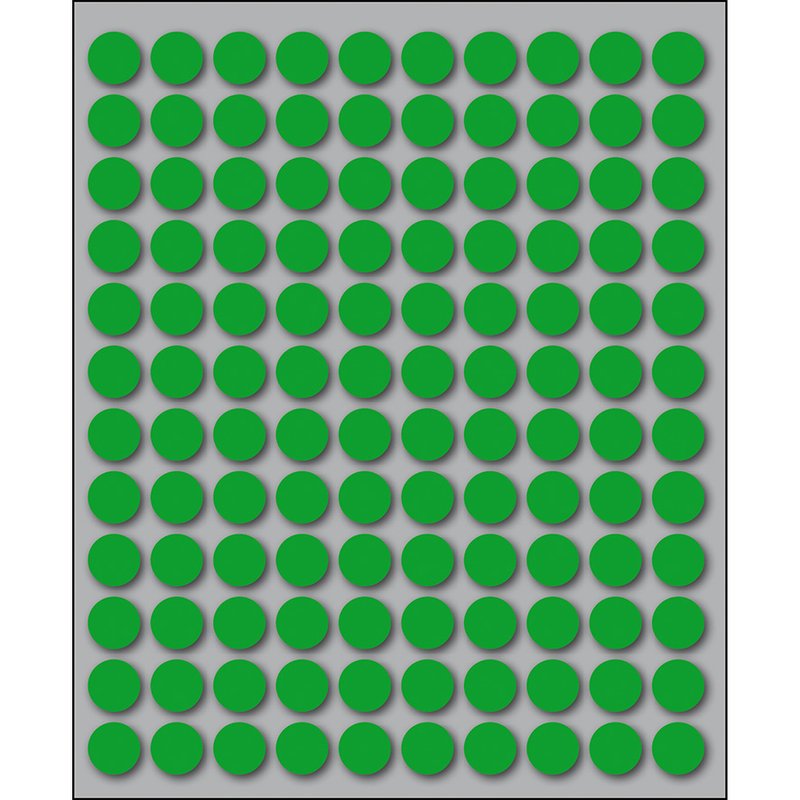 Etichette autoadesive rotonde manuali - Diam. 10 mm - Colore verde