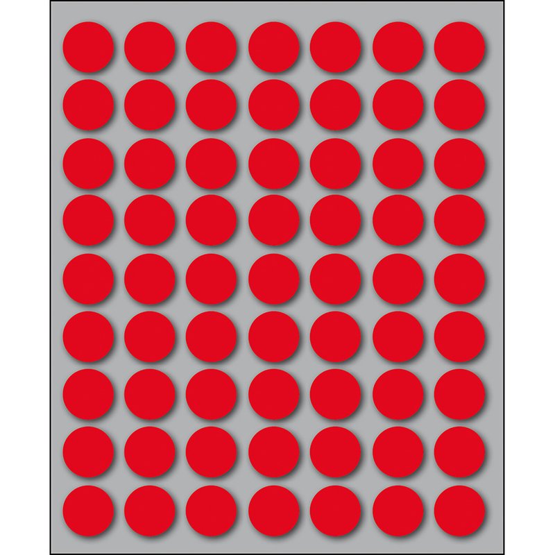 Etichette autoadesive rotonde manuali - Diam. 14 mm - Colore rosso