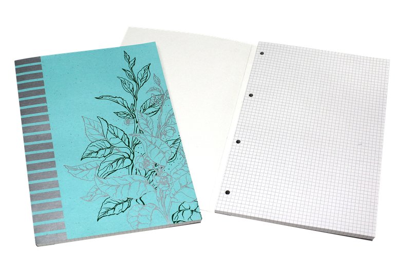 Blocco collato I Love Green - Rigatura 1R - Righe - carta riciclata 100% - 80g - A4 - copertine assortite