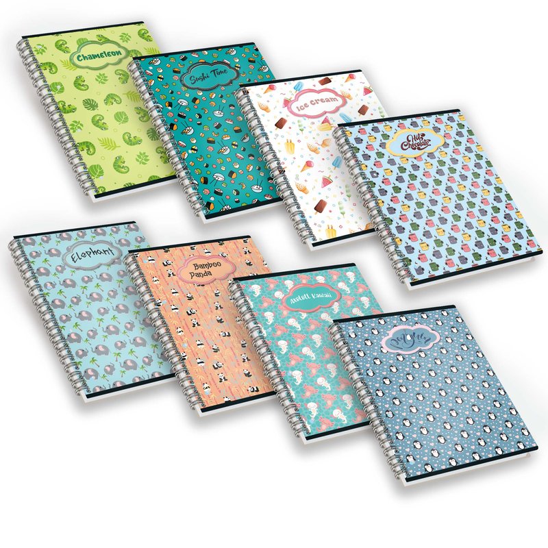 Maxiquaderno Pattern con spirale - Rigatura 5M - Quadretto da 5mm - 80 g - A4 - copertine assortite
