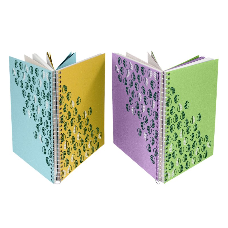 Blocco notes 2in1 con spirale I love green - carta riciclata - 10,5x15 cm - colori assortiti